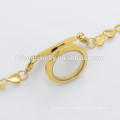 Oco de aço inoxidável pulseira pulseira de ouro com pingente liso flutuante locket